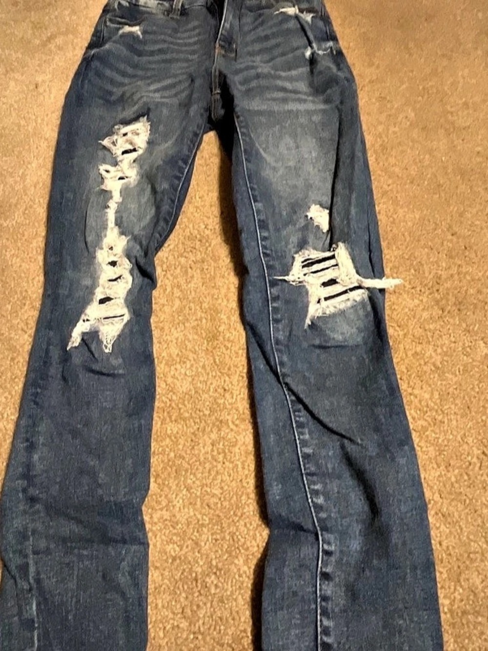 Distressed Skinny Jeans in Blue